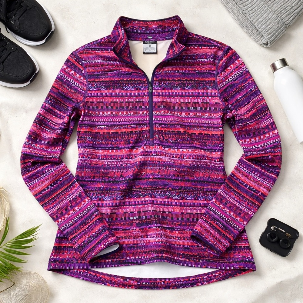Nike Pro Dri-FIT Fleece Half Zip Pullover • Bold Purple Pink Print • Size M